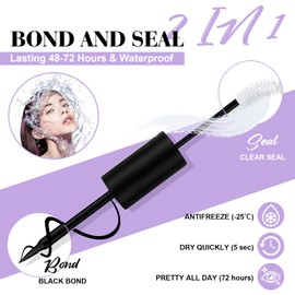 Cluster Lash Glue10ml Lash Cluster Glue for Lash Clusters Bond and Seal Long Lasting Strong Hold Waterproof 2-in-1 for False Eyelash Extensions Self Application at Home (Clear Seal,10ml)