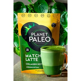 Planet Paleo Pure Collagen - Matcha Latte (225g, 25 Servings) | Nutritious, Protein-Rich Coffee Alternative | Rich in Antioxidants & Amino Acids | Enhance Energy, Focus and Mood