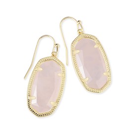 Kendra Scott Dani Drop Earrings for Women, Fashion Jewelry, 14k Gold-Plated, Rose Quartz