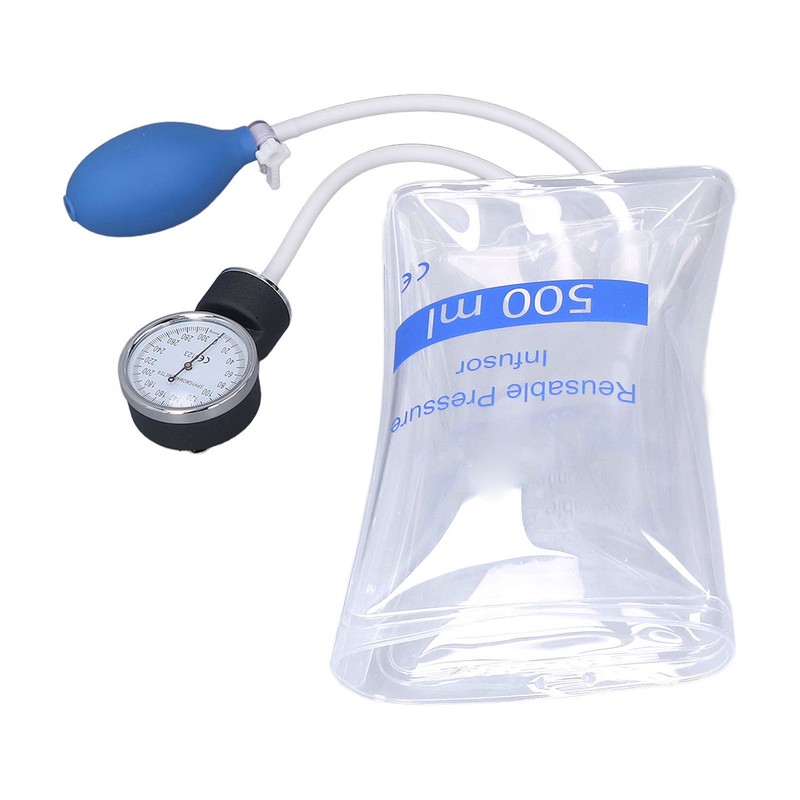 500ml Pressure Infuser Bag with Gauge and Pump Transparent Hospital