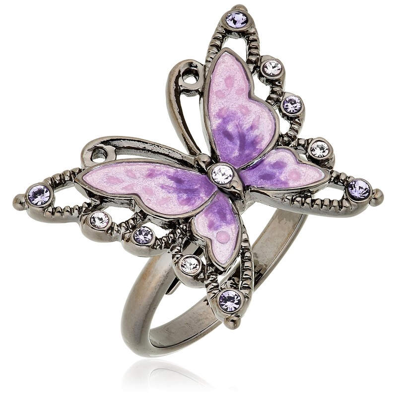 Anna Sui SAMR0748 XV Butterfly Motif Ring, Glass Metal, No