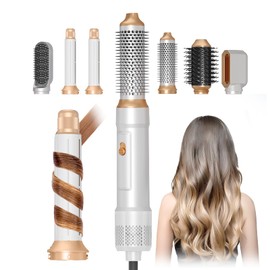 Blow Dryer Brush, 6 in 1 Auto Air Curling Iron Set 3 Temperature 1000W Powerful Negative Ionic Hair Dryer Brush Set with Thermal Brush, 60000RPM Hot Air Brush, Left&Right Curler Wand,Hot Brush