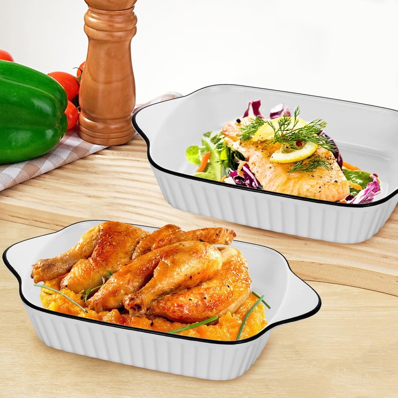 Hioph Lasagna Baking Dish, Set of 2 Ceramic Baking Dishes,