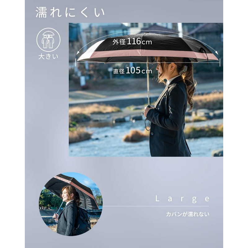 Raplu Large Durable Lightweight Folding Umbrella, Parasol, One Touch, Light