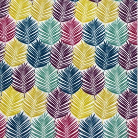 MAGAM-Stoffe Prague Colourful Leaves Cotton Fabric Oeko-Tex Sold by the Metre 50 cm (Desired Cut from 50 cm)