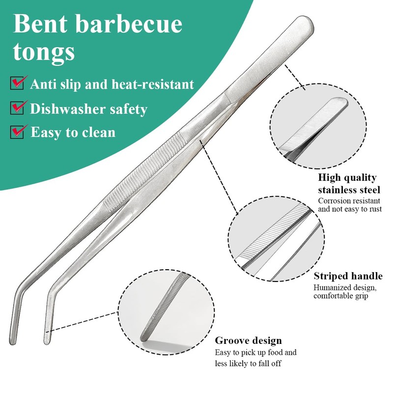 Evanda Kitchen Tweezers 30cm/12 Easy Pickup, Heavy Duty Extra-Long Stainless