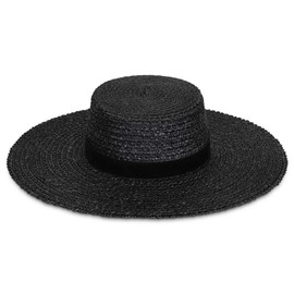 Lack of Color Women's Mira Wide Boater Hat (Medium 57 CM, Black)