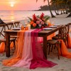 Pink Orange Party Decoration Table Runner, 3 Pack Boho Chiffon