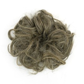 IMISSU 2PCS Messy Bun Hair Piece Updo Fake Scrunchies Ponytail Extension Wavy Curly Hairpieces Chignon Headband for Women Girls (2PCS Mixed Grey)