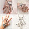 Punk Wristband Skull Fingers Metal Skeleton Hand Bracelet with Ring