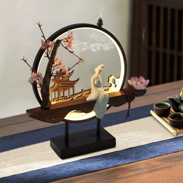 Incense Burner Holder 3 Gears LED TV Cabinet Ceramic Backflow
