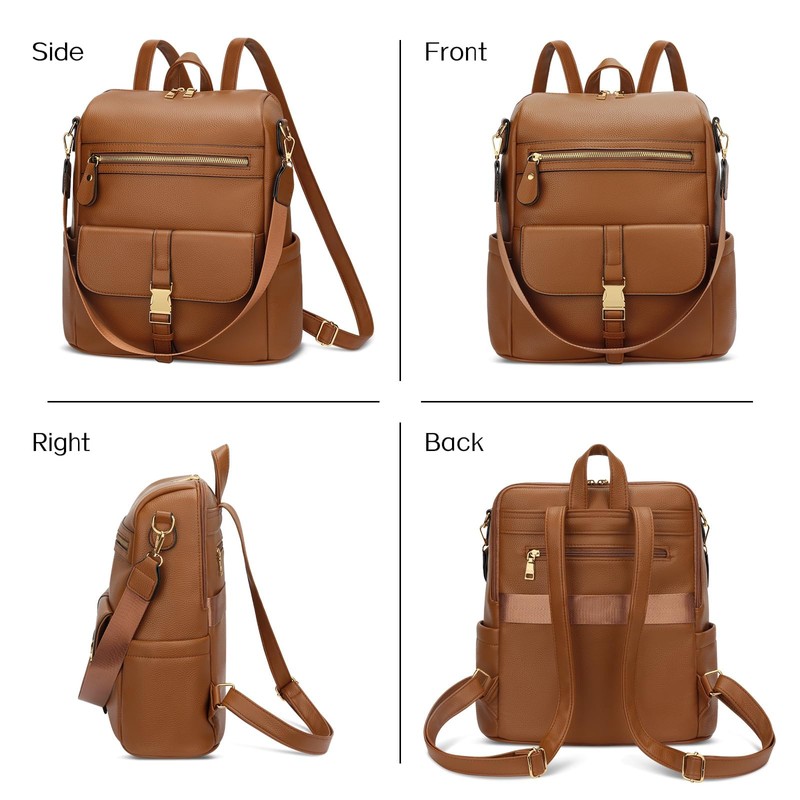 KKXIU Backpack Purse for Women - PU Leather Ladies Backpack