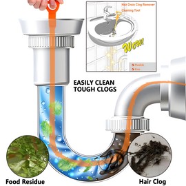 Beatifoyo Drain Snake, Drain Clog Remover,Hair snake Tool Opener, sink snake for Sewer Kitchen Sink Bathroom Tub Toilet Clogged Drains Relief Cleaning Tool(2pc 25 Inch +2pc 20inch)