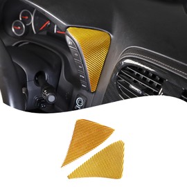 Lcojicep Dashboard Both Sides Panel Cover Trim Kit Compatible with Corvette C6 Z06 ZR1 2005-2013 carbon fiber Car Dashboard Instrument Panel Button Frame Trim Decor Sticker Interior Accessories，Yellow