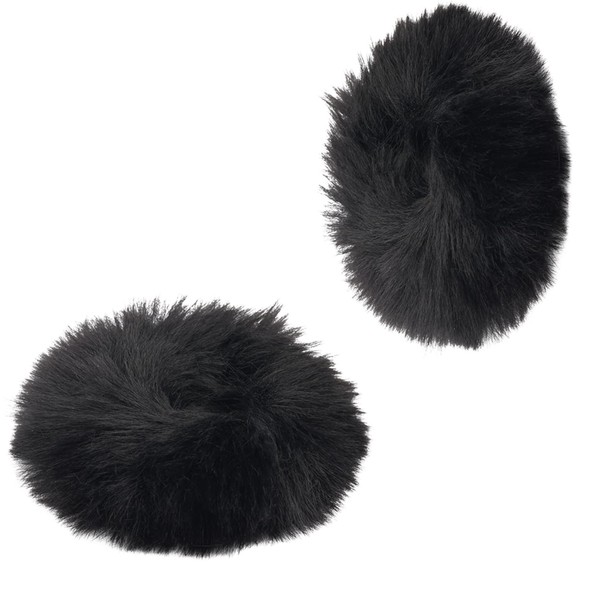 KINBOM Pack of 2 Fur Hair Pom Poms, Ponytail Scrunchies, Scrunchies, Hair Bobbles Made of Faux Rabbit Fur (Black)