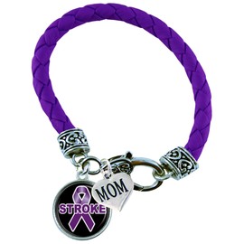 Holly Road Custom Bracelet Stroke Awareness Purple Leather MOM OR DAD charm ONLY Jewelry Family