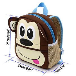 IGNPION Nursery Kids Backpacks Toddle Children School Bag Zoo Lunch Bag 3D Cute Animal Cartoon Preschool Rucksack (Monkey(Small))