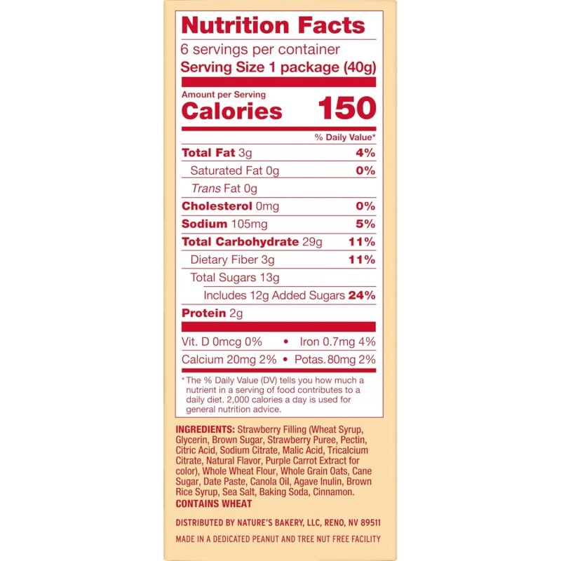 Nature's Bakery Oatmeal Crumble Strawberry Bars, 1.41 Oz, 6 Ct