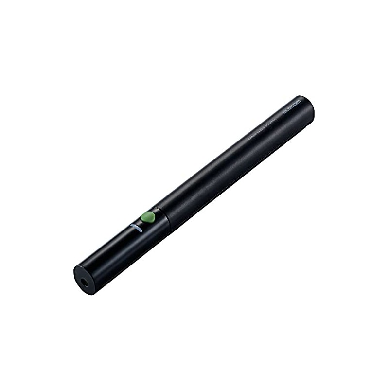 Elecom ELP-GL09BK Green Laser Pointer, No Presenter Function, Black