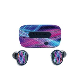 MightySkins Carbon Fiber Skin for Skullcandy Sesh True Wireless Earbuds - Light Waves | Protective, Durable Textured Carbon Fiber Finish | Easy to Apply, Remove, and Change Styles | Made in The USA