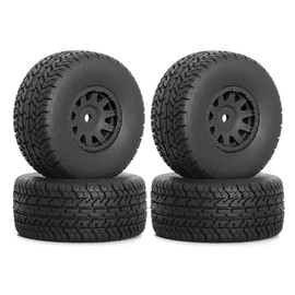 XBERSTAR 4PCS Tires Wheels for ARRMA 1/14 Mojave Grom RC Front Rear Rubber Wheels Tires Parts (Black)