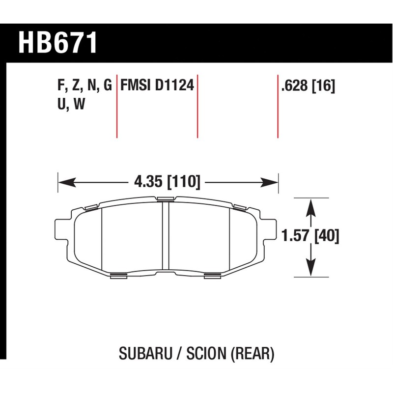 Hawk Performance HB671W.628 DTC-30 Motorsport Brake Pads