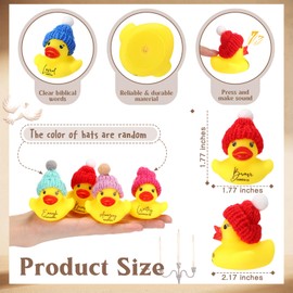 MiniInflat 12 Pcs Fathers Church Gifts Bulk Christian Rubber Ducks with Bible Verses and Knit Hats,Religious Inspirational Duck Toys for Family Men Church Teacher