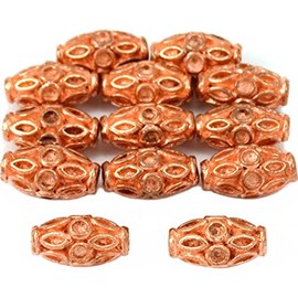 15g Bali Fluted Tube Beads Copper PLT 11.5mm Approx 12
