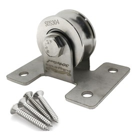 Heyous Bearing Four Hole Pulley Stainless Steel Roller Track Fixed Pulley for Ceiling Swing Sliding Doors Wire Rope or Cord Tools Traction (Medium U)