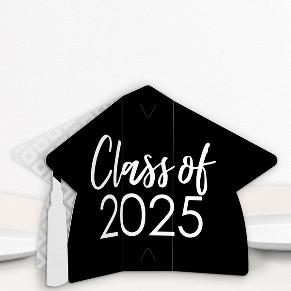 Big Dot of Happiness 8 Count Black and White Graduation