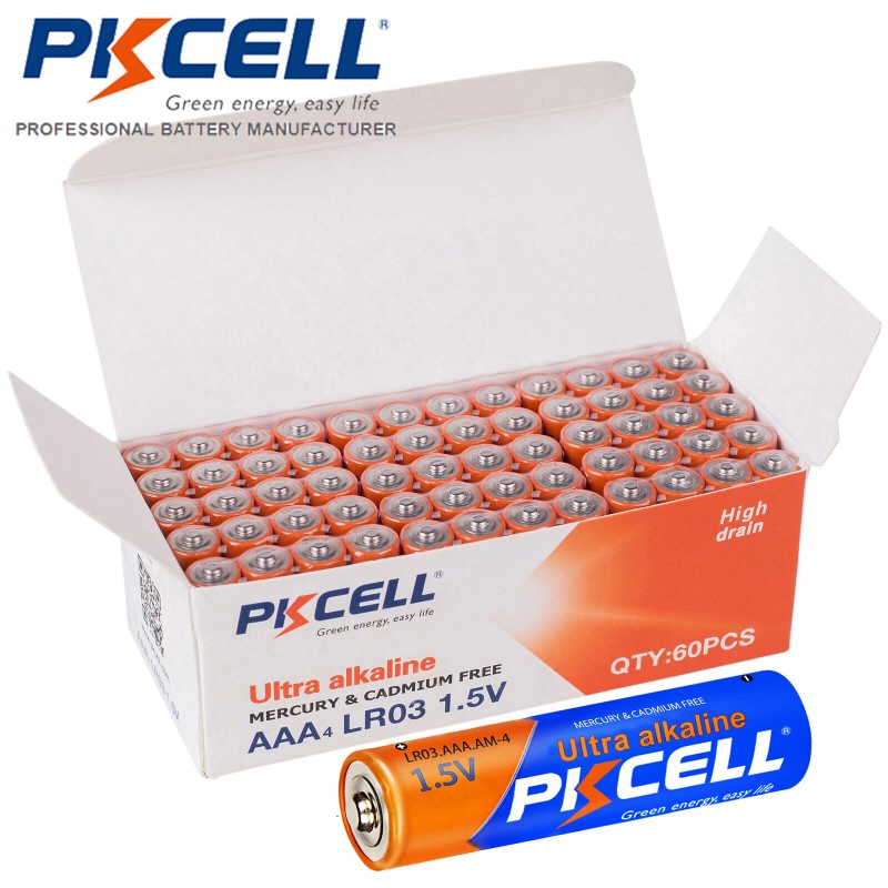 PKCELL 500pcs AAA 1.5V Alkaline MN2400 AM-4 E92 Triple A