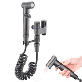 Handheld Bidet Sprayer for Toilet, Handheld Sprayer Kit, Baby Cloth Diaper Sprayer Set for Feminine Wash- Easy to Install - Stainless Steel (Gray)