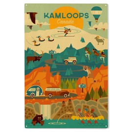 Lantern Press 10x15 Inch Wood Sign, Ready to Hang Wall Decor, Kamloops, Canada, Mountain Geometric