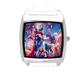 White Square Leather Watch for Fantasy Fans, White, Strap.