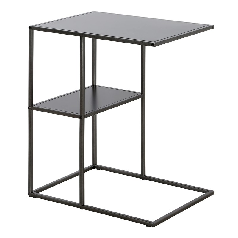 Henn&Hart 20" Wide Rectangular Side Table in Gunmetal Gray, for