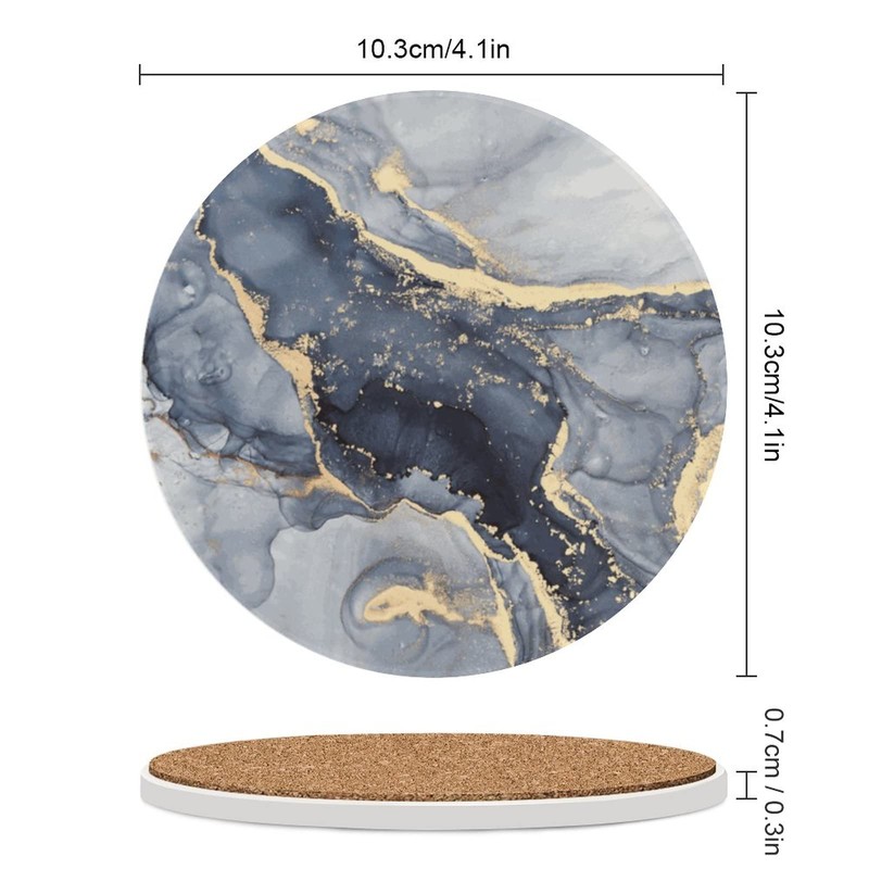 Coasters for Drinks Absorbent with Holder,Abstract Dark Blue Luxury Fluid