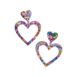 Pink Heart Earrings Taylor Lover Heart Dangle Earrings Arylic Heart Shaped Earrings Concert Gifts for Women, Small, Zinc, No Gemstone