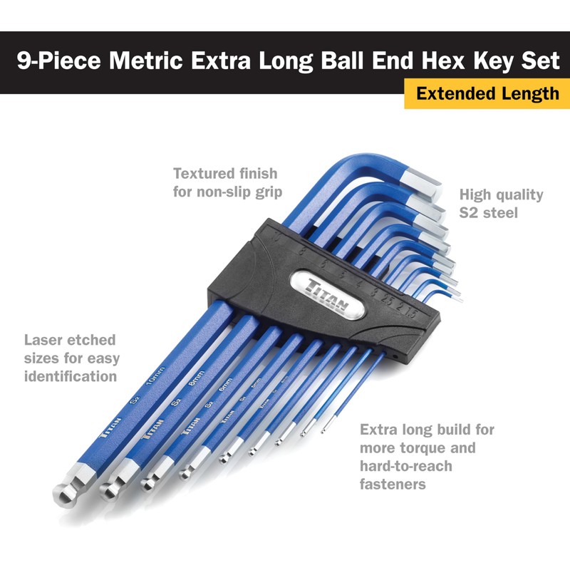 Titan 12764 22-Piece SAE and Metric Hex Key Set