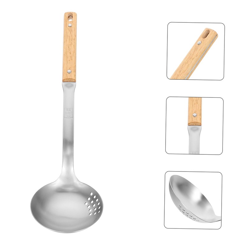 Ciieeo Stainless Steel Cooking Spoon with Wooden Handle Versatile Ladle