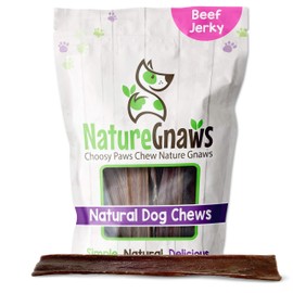 Nature Gnaws - Beef Jerky Chews for Large Dogs - Premium Natural Beef Gullet Sticks - Simple Single Ingredient Tasty Dog Chew Treats - Rawhide Free - 10 Inch