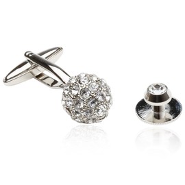 Cuff-Daddy Crystal Ball Cufflinks Studs with Presentation Box