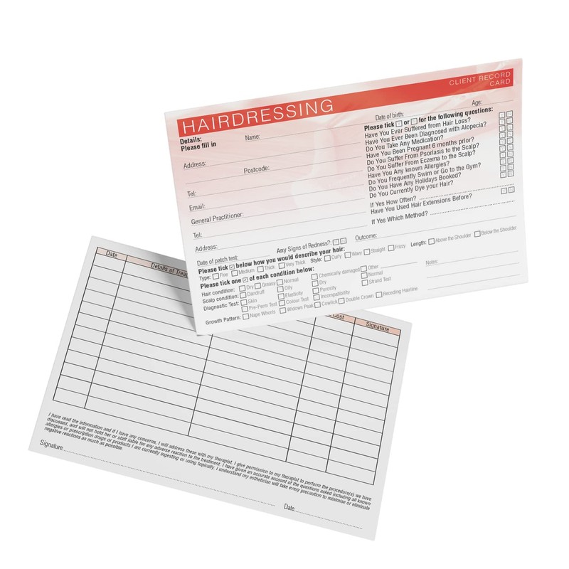 Hairdressing Client Record Card - Treatment Consultation Form for Mobile