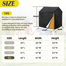 Iceberg Elf Large Outdoor Playhouse Cover,80" L X 55" W X 63" H,Black,Waterproof, Sun Protection Dust,640D Heavy Duty Oxford Fabric,kids Playhouse Year-Round Protective Covers
