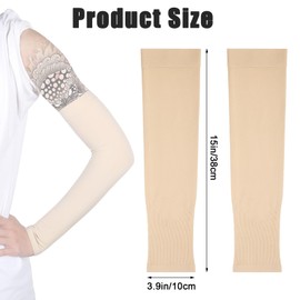 InnoHHustle 2 Pairs Full Forearm Tattoo Cover Up Compression Sleeves, Forearm Tattoo Cover up Sleeve Tattoo Sleeves for Women Cover up Arm Sleeves for Women Men (Black, Nude,15.0 x 3.9 Inch)