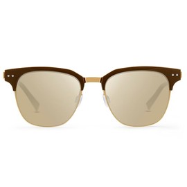 MOLSTA Square Sunglasses Polarized UV Protection Trendy Designer Sun Glasses Semi-Rimless Frame Classic Horn Rimmed (desert gold, 54mm)