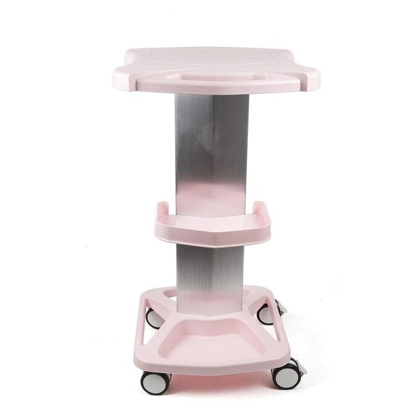 CNCEST Salon Trolley Stand Tattoo Rolling Cart Tray with Wheel Aluminum Alloy ABS Rolling Cart Trolley Holder Stand Beauty Spa Instrument Tray 24.5"x16"x8.3" (Pink)