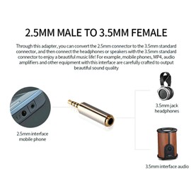 CNCTWO (Connect-Two) 2-Pack, 3.5mm (Female) - 2.5mm (Male), 2.5mm (Female) to 3.5mm (Male) Audio Converter Adapter, Gold Plated Connector, Grey, Hi-Fi Transmission C24253543525STGD