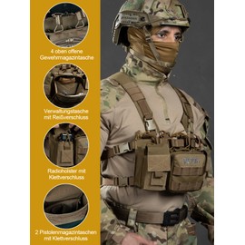 OneTigris Chest Rig, Tactical Vest Adjustable Molle Tactical Airsoft Vest Waterproof for CS Games, Military Fans and Airsoft Hunting Games