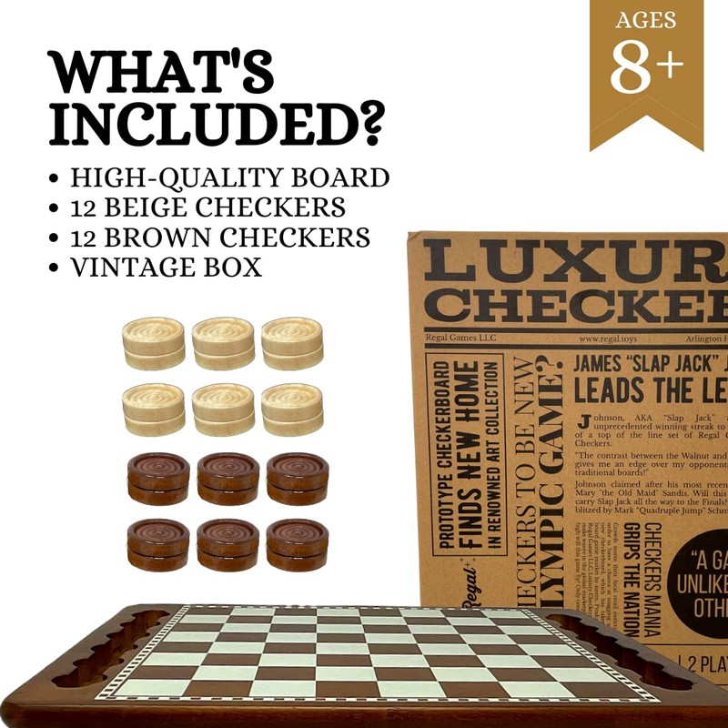 Regal Games Luxury Checkers Board Game for Adults & Kids