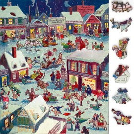 Large Format Wooden Puzzle for Seniors and Adults with Uniquely Shaped Pieces - Made in The USA by FoxSmartBox - 230 Pieces - Christmas eve at Yapp's Crossing